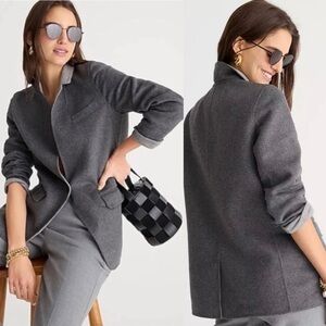 J.Crew Leighton Blazer Jacket in Double Faced Wool Blend Gray Size 6